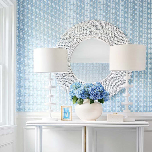 T - square Wallpaper - Spa Blue - Thibaut - T20864 - Premier Wallcovering