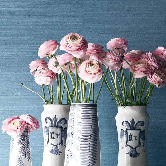 Tabacon Abaca Wallpaper - Teal - Thibaut - T24094 - Premier Wallcovering