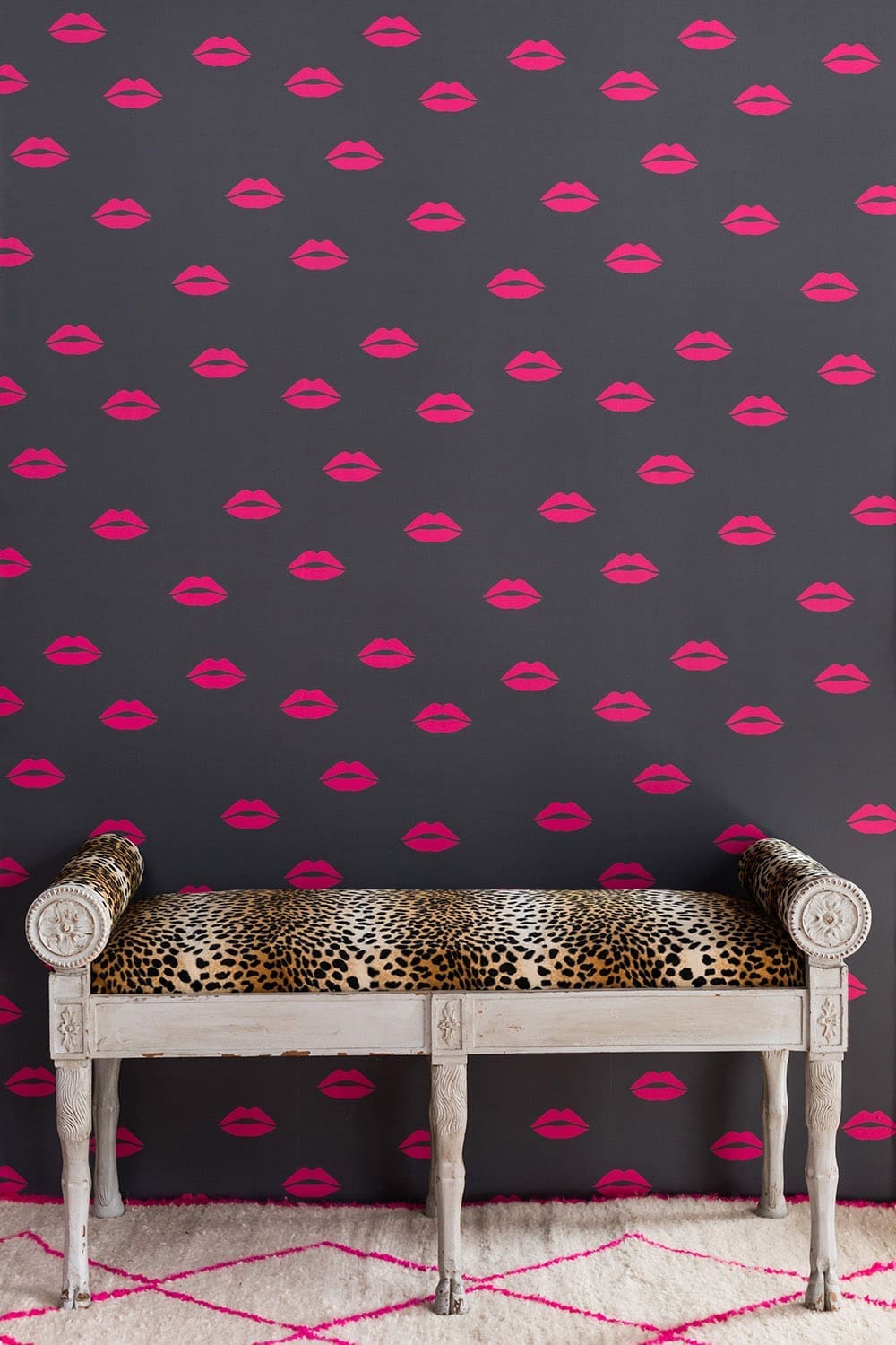 Tabitha Webb Wallpaper - Hot Pink on Grey - BG/TW02/02 - Barneby Gates - Premier Wallcovering