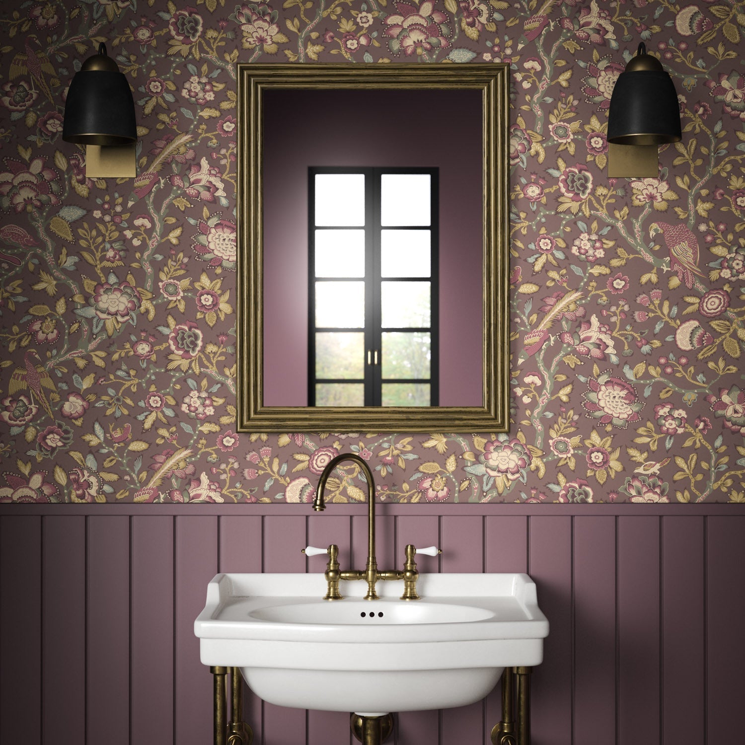 Tabley Wallpaper - Mulberry - Warner House - Premier Wallcovering
