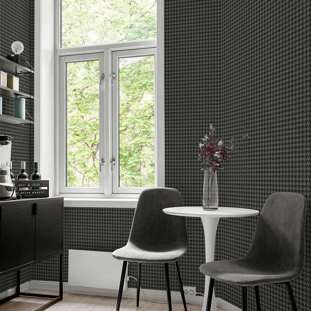 Tailor Houndstooth Wallpaper - Stoneware - NextWall - NW58610 - Premier Wallcovering