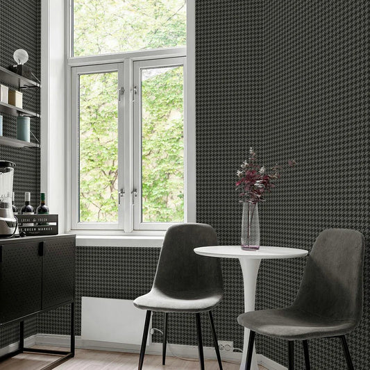 Tailor Houndstooth Wallpaper - Stoneware - NextWall - NW58610 - Premier Wallcovering