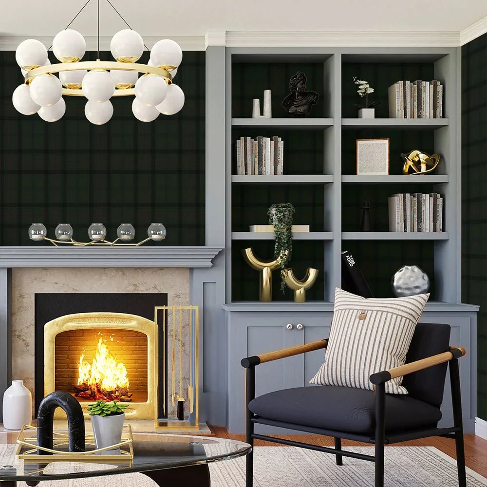 Tailor Plaid Wallpaper - Greenery - NextWall - NW54304 - Premier Wallcovering