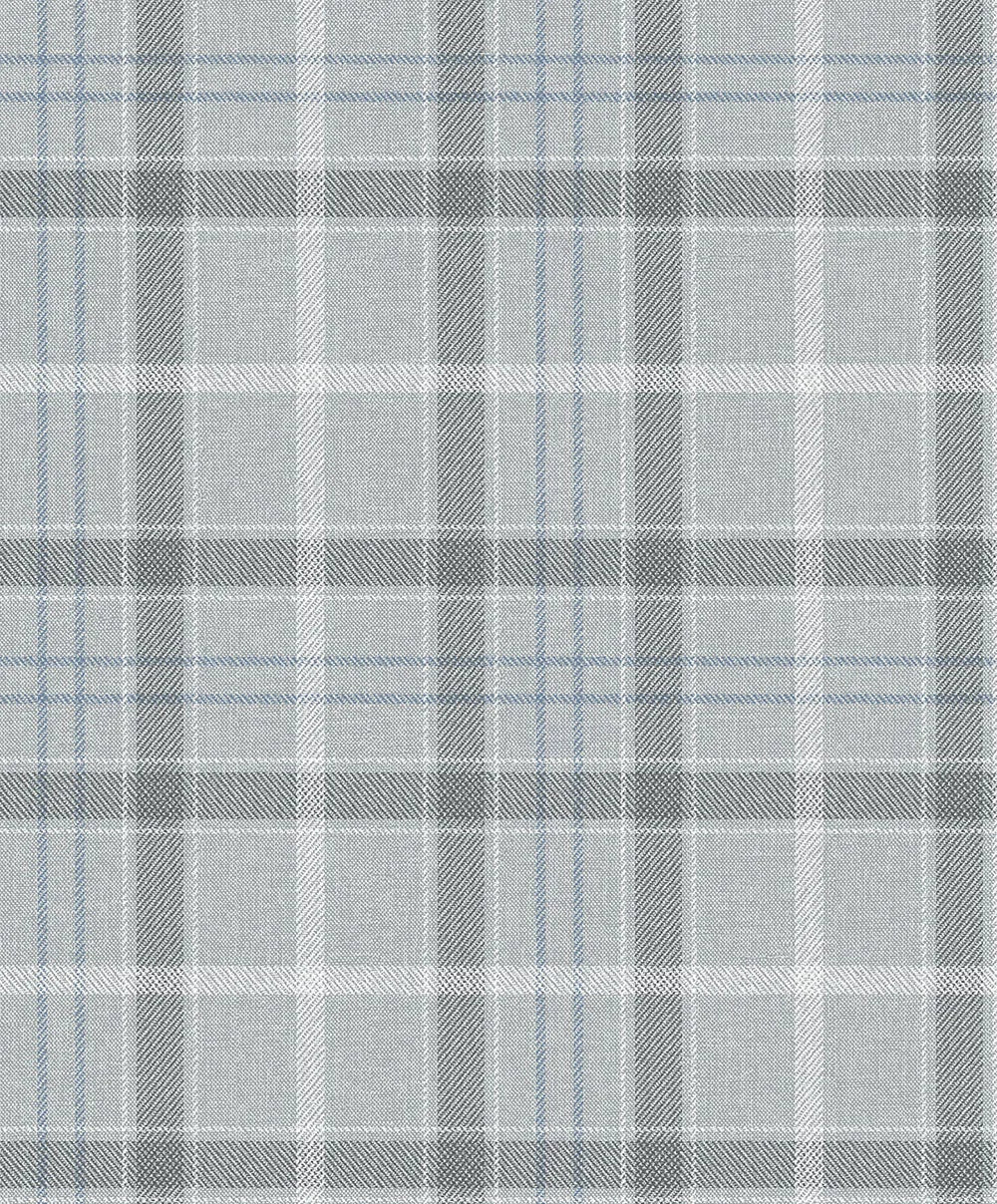 Tailor Plaid Wallpaper - Cream & Blue - NextWall - NW54303 - Premier Wallcovering