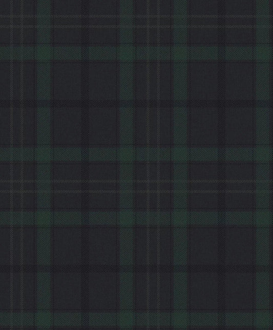 Tailor Plaid Wallpaper - Dark Blue & Evergreen - NextWall - NW54302 - Premier Wallcovering