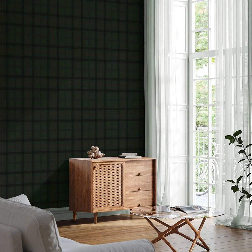 Tailor Plaid Wallpaper - Greenery - NextWall - NW54304 - Premier Wallcovering