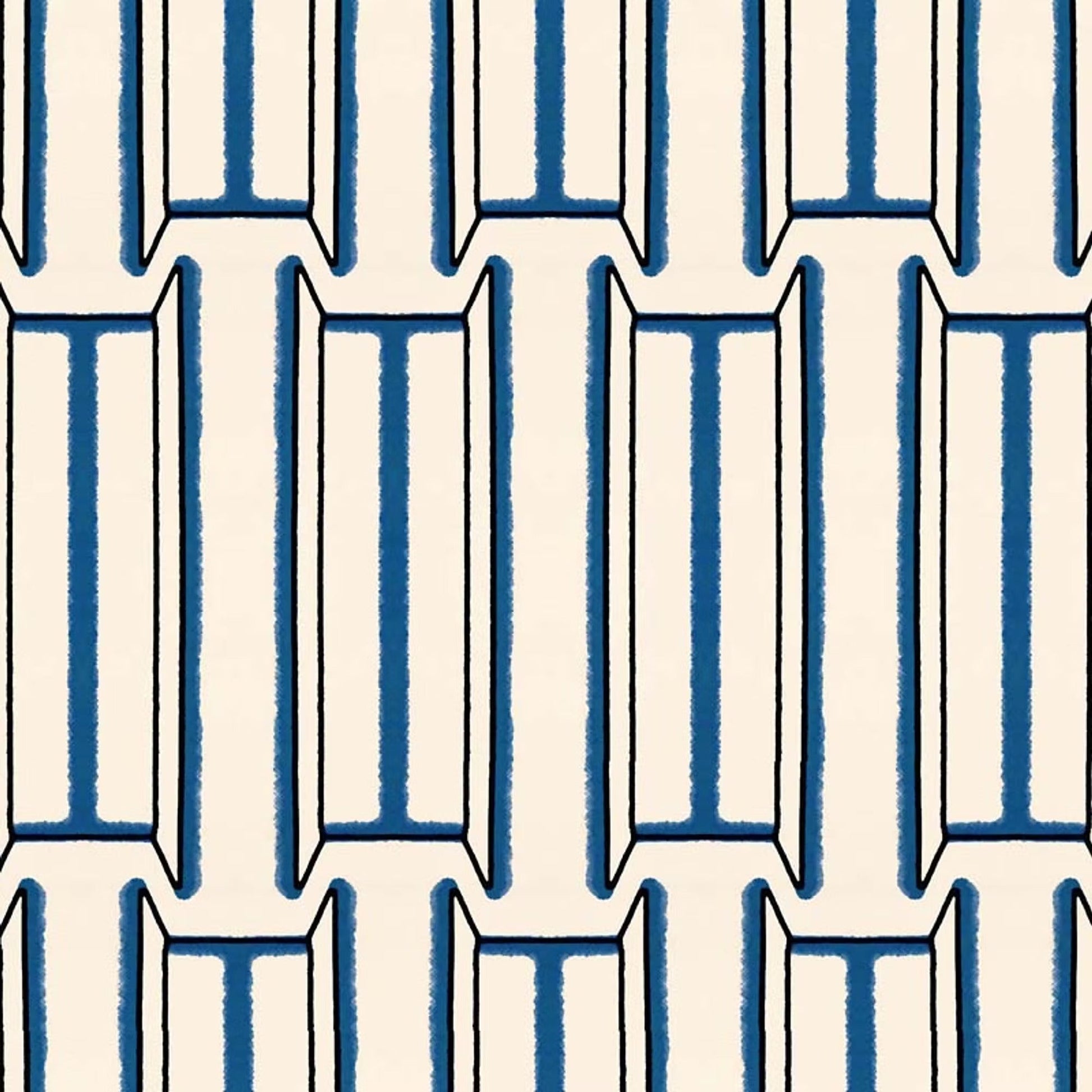 Tangier Wallpaper - White and Blue - Ottoline - W/TAN/101/1 - Premier Wallcovering