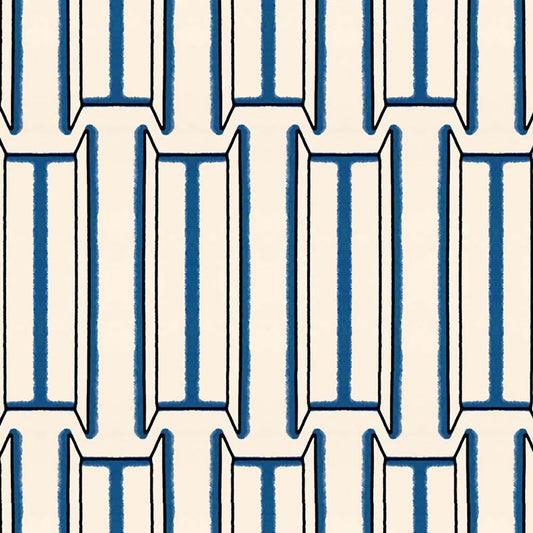 Tangier Wallpaper - White and Blue - Ottoline - W/TAN/101/1 - Premier Wallcovering