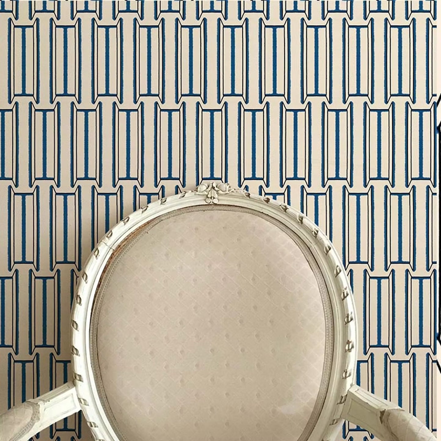 Tangier Wallpaper - White and Blue - Ottoline - W/TAN/101/1 - Premier Wallcovering
