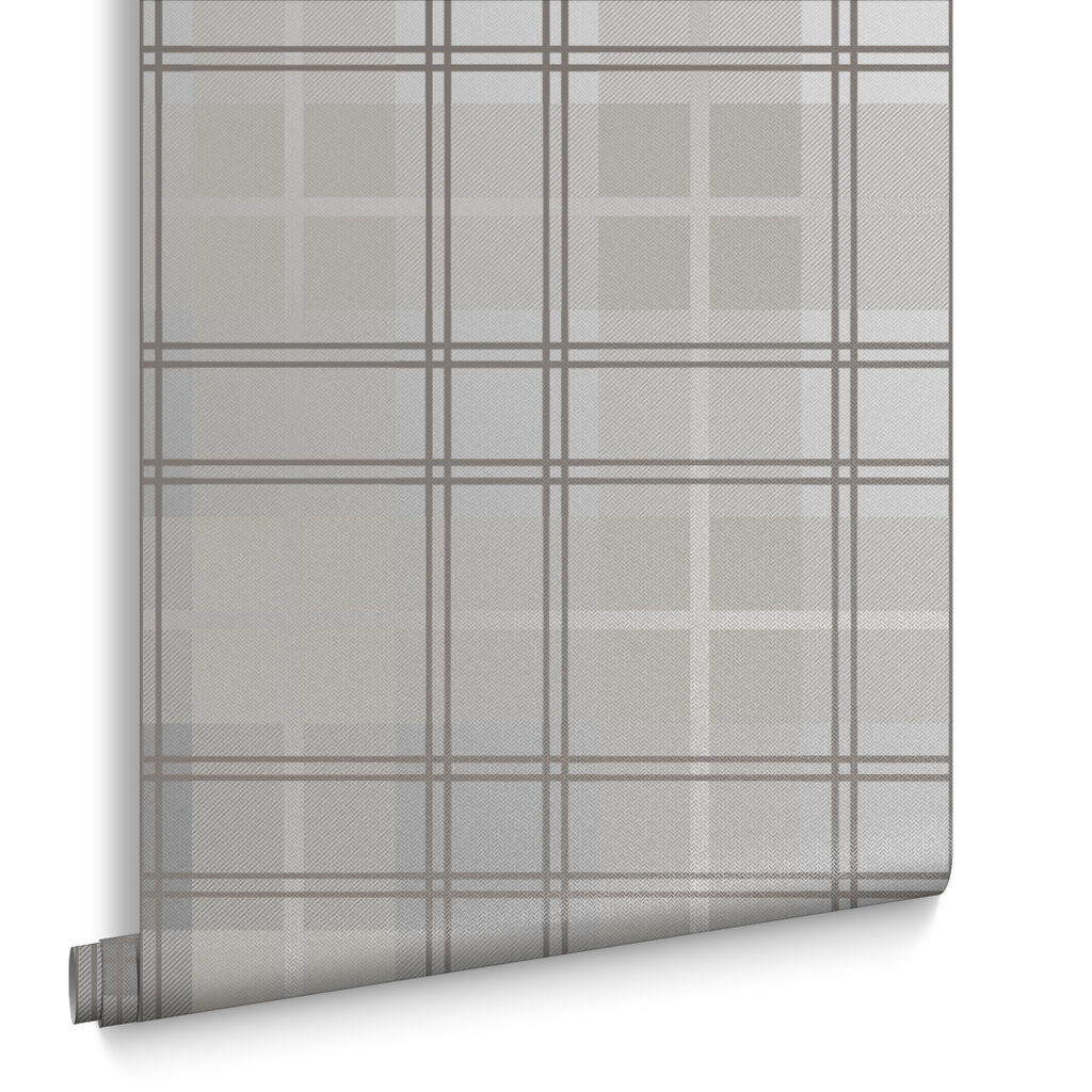 Tartan Wallpaper - Silver - Graham & Brown - 104722 - Premier Wallcovering