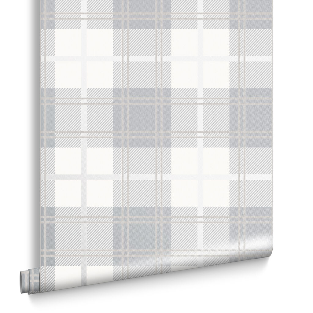 Tartan Wallpaper - White - Graham & Brown - 105905 - Premier Wallcovering