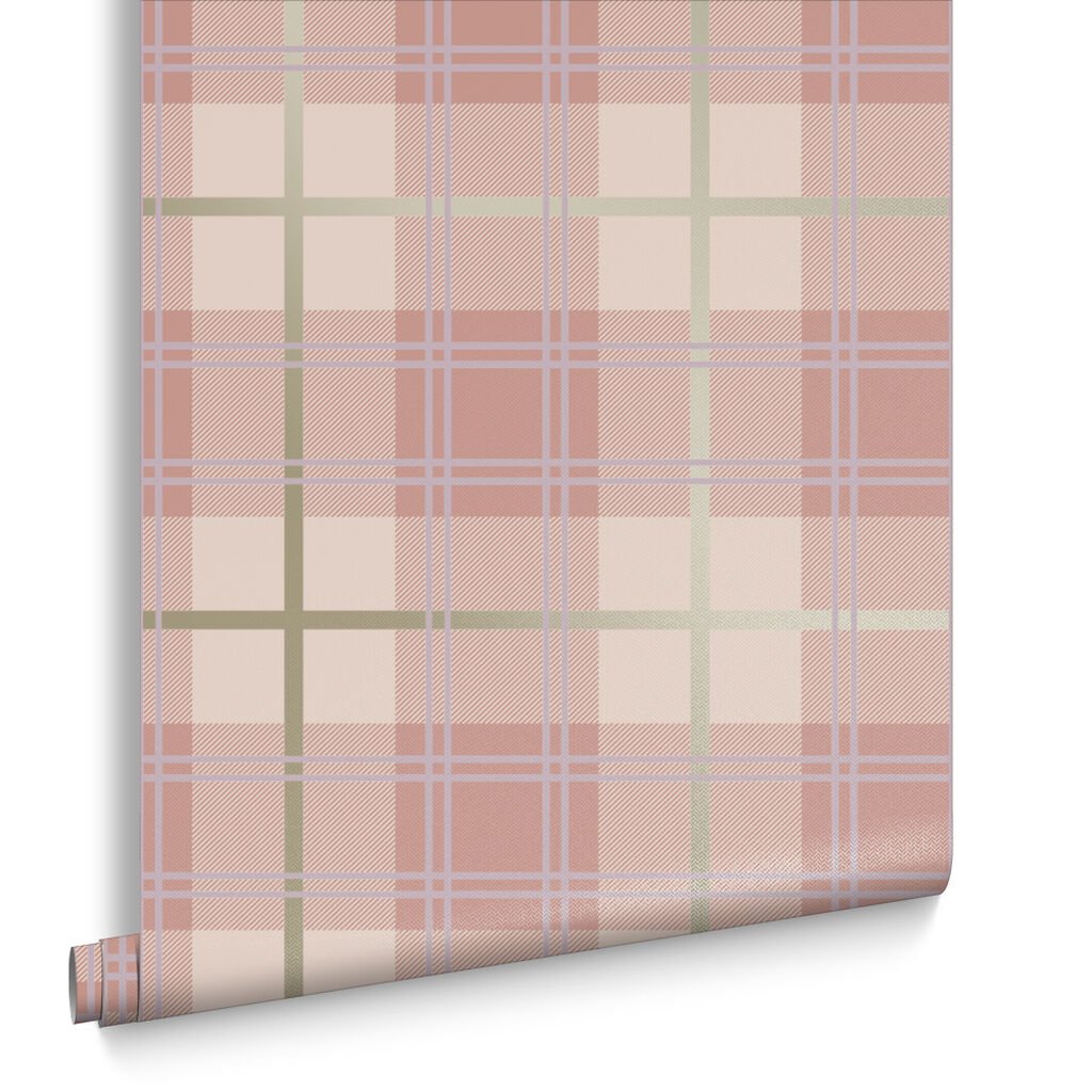 Tartan Wallpaper - Pink - Graham & Brown - 104723 - Premier Wallcovering