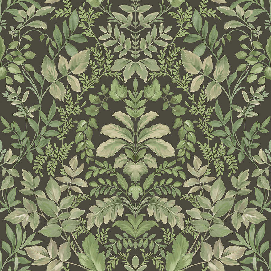 Tavira Wallpaper - Charcoal / Green - Holden Décor - 91693 - Premier Wallcovering