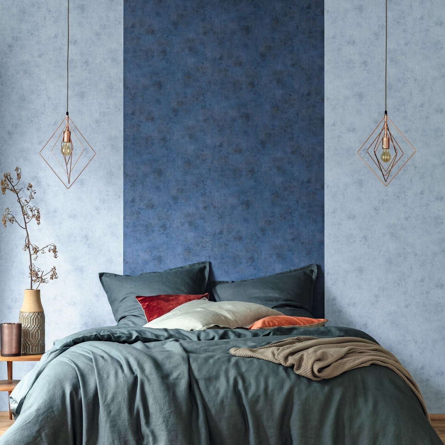 Telas 2 Uni Metalises Wallpaper - Bleu Stone - Caselio - 102076001 - Premier Wallcovering