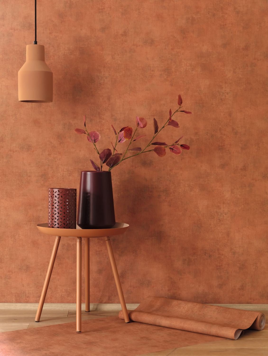 Telas 2 Uni Metalises Wallpaper - Rouille - Caselio - 102073050 - Premier Wallcovering
