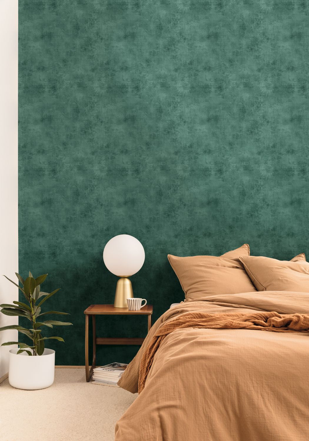 Telas 2 Uni Wallpaper - Emeraude - Caselio - 102067781 - Premier Wallcovering