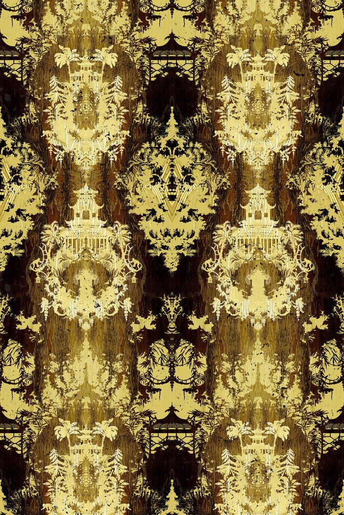 Temples In The Sky Cork Wallpaper - Yellow - Timorous Beasties - TB/TMPL/WSCF/03 - Premier Wallcovering