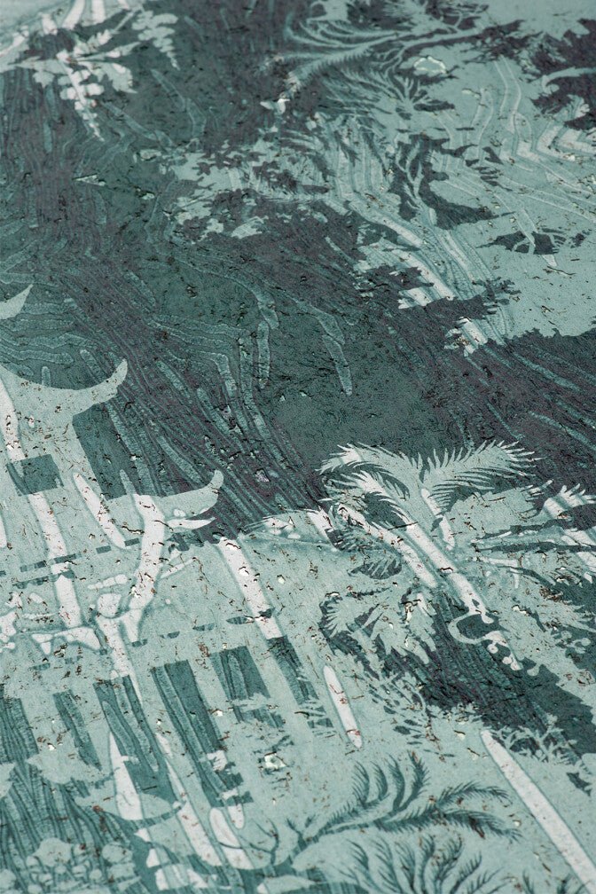 Temples In The Sky Cork Wallpaper - Mint - Timorous Beasties - TB/TMPL/WSCF/01 - Premier Wallcovering