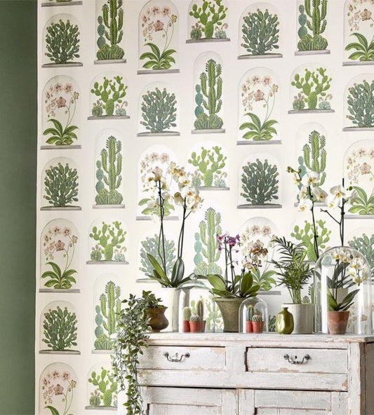 Terrariums Wallpaper - Chalk/Green - DGLW216655 - Sanderson - Premier Wallcovering