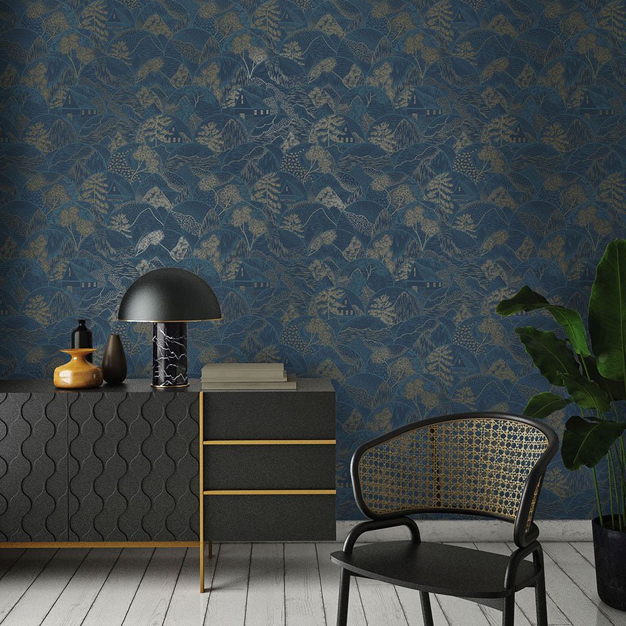 Teshio Wallpaper - Navy - Holden Décor - 65880 - Premier Wallcovering