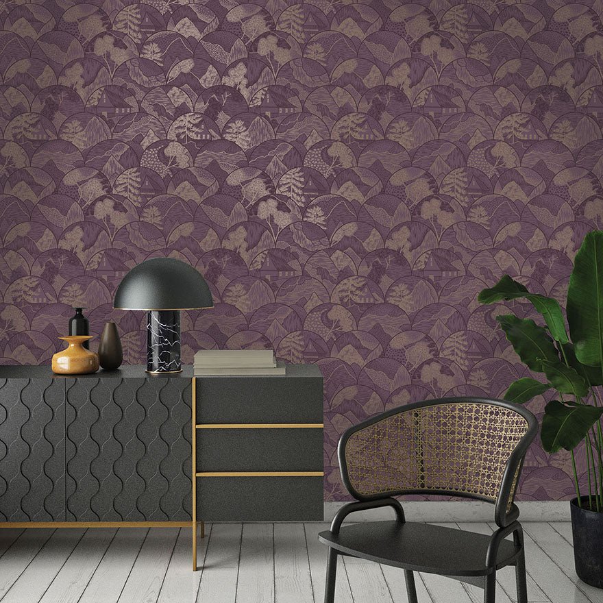 Teshio Wallpaper - Plum - Holden Décor - 65882 - Premier Wallcovering