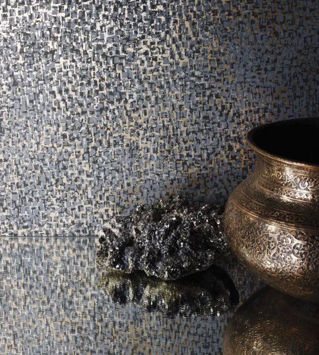 Tesserae Wallpaper - Slate / Metallic Bronze - Osborne & Little - W6754-05 - Premier Wallcovering