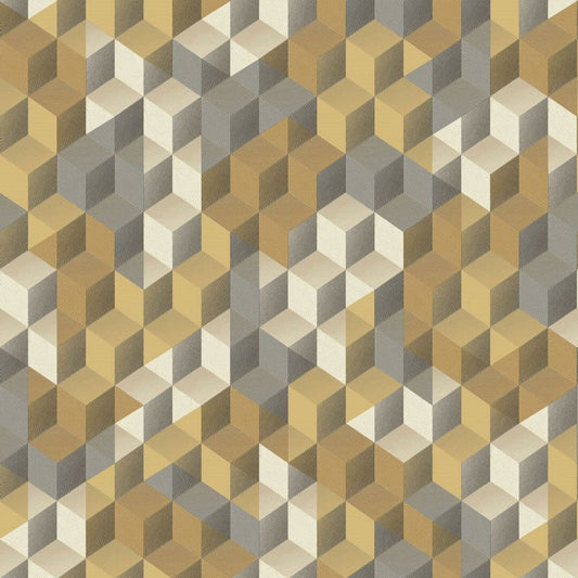 Tetrimino Perception Wallpaper - Jaune Ocre - Casadeco - 86482422 - Premier Wallcovering