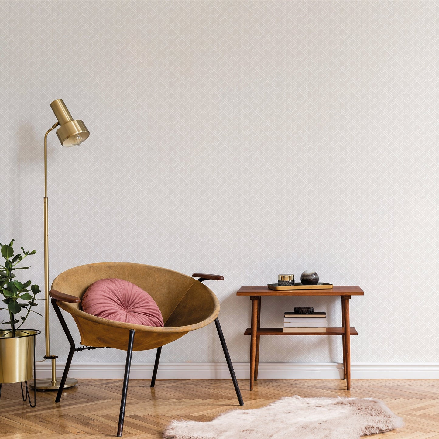 Texstyle Block Flock Wallpaper - Warm Neutrals / Mica - Galerie - G56583 - Premier Wallcovering