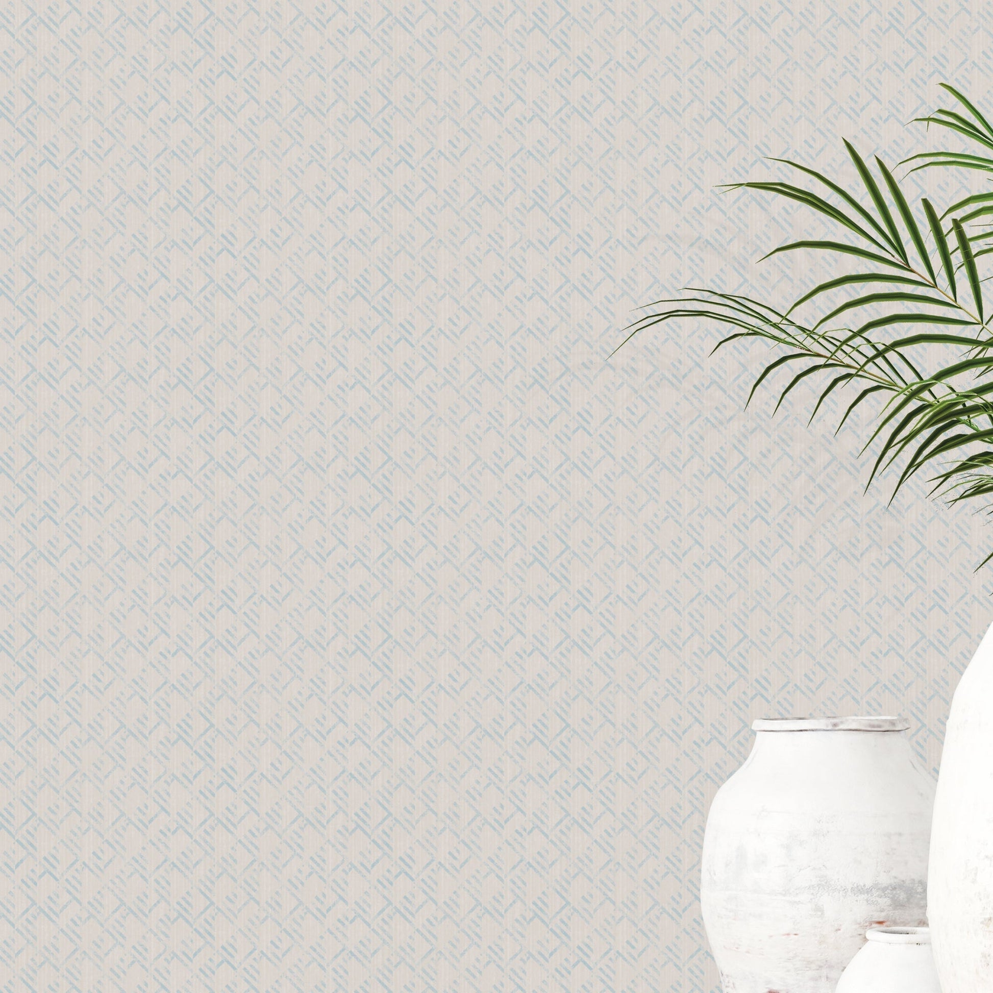Texstyle Block Flock Wallpaper - Mint / Off - Galerie - G56581 - Premier Wallcovering