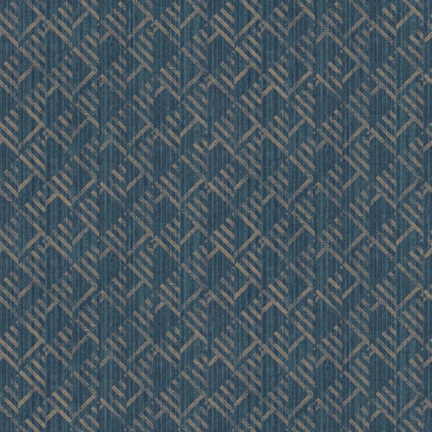 Texstyle Block Flock Wallpaper - Turquoise / Navy / Metallic Ink - Galerie - G56582 - Premier Wallcovering