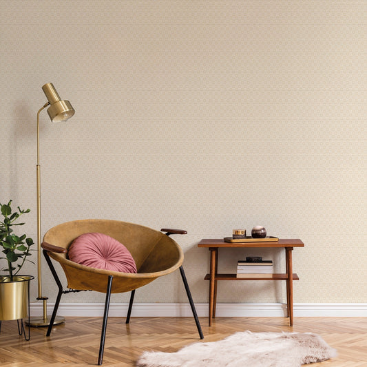 Texstyle Greek Key Texture Wallpaper - Beige / Metallic Ink - Galerie - G56593 - Premier Wallcovering