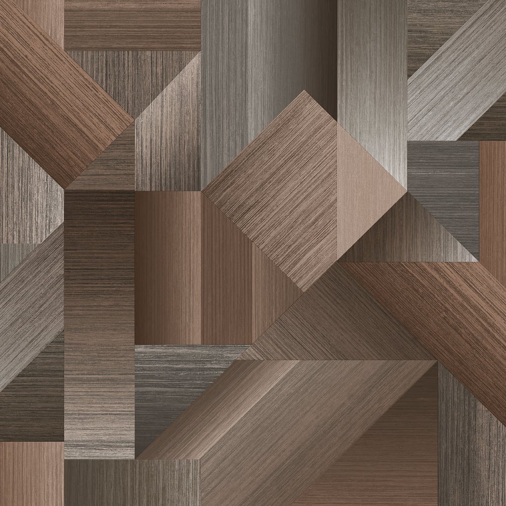 Texstyle Shape Shifter Wallpaper - Brown / Metallic Ink - Galerie - G56625 - Premier Wallcovering