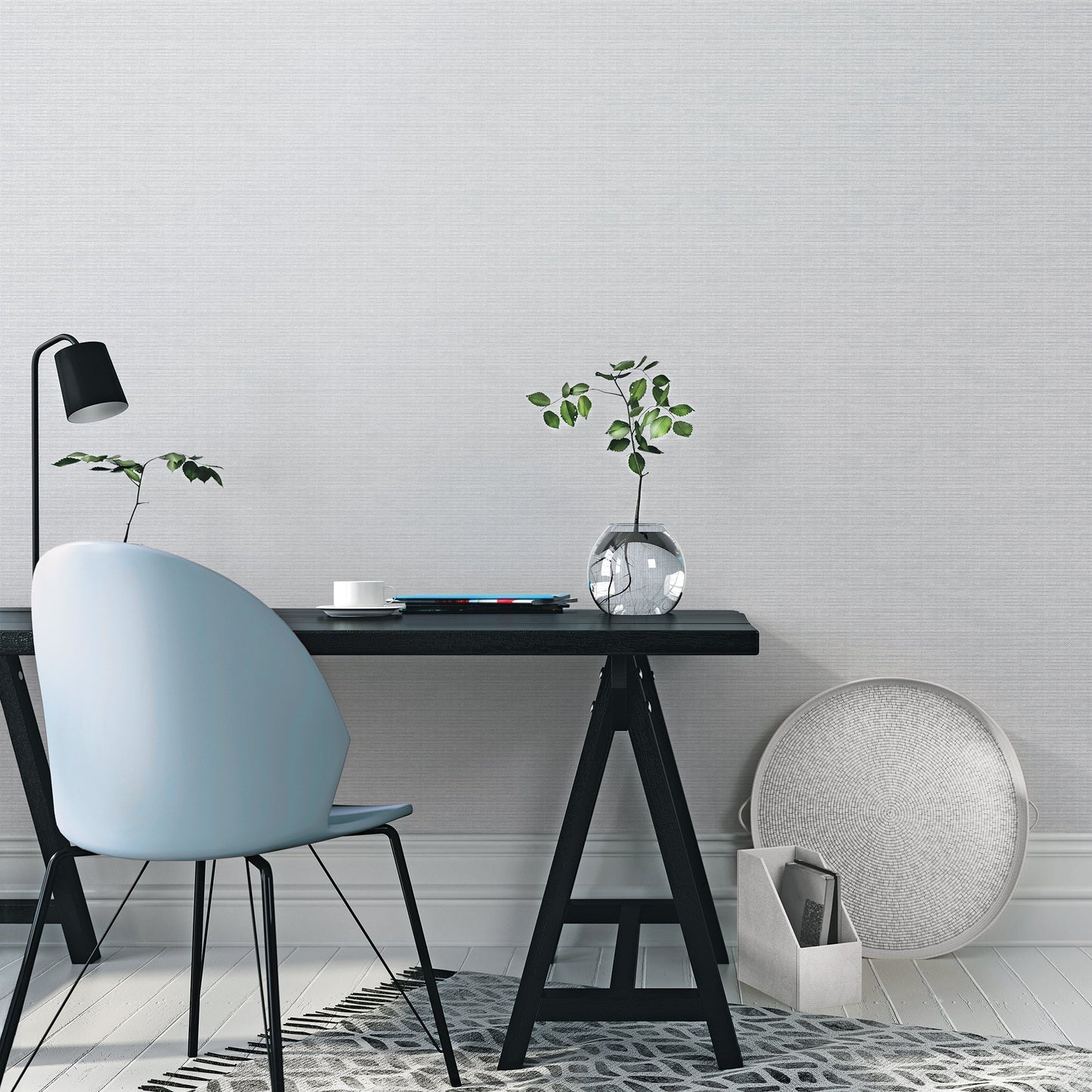 Texstyle Woven Weave Texture Wallpaper - Light Grey / Silver Metallic - Galerie - G56635 - Premier Wallcovering