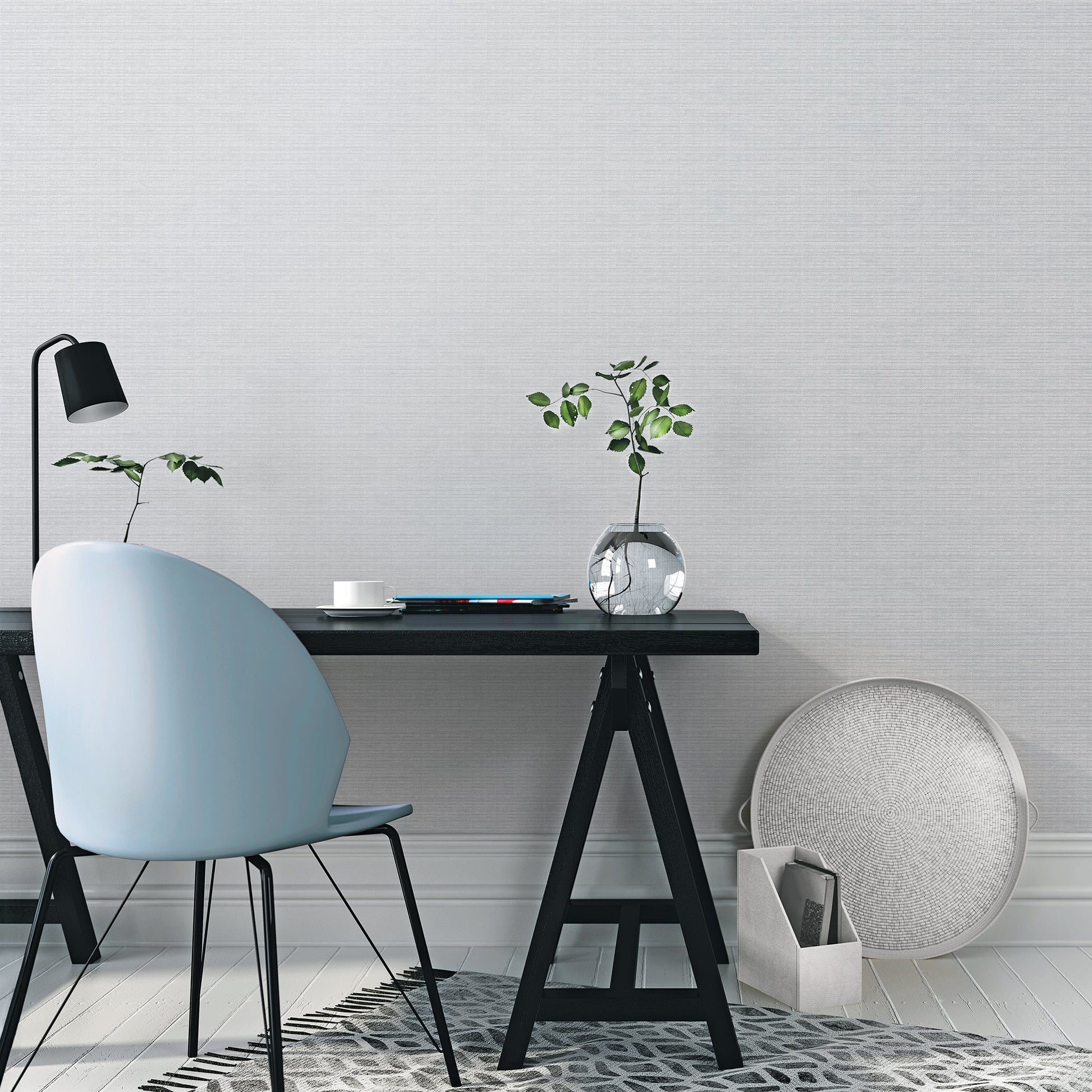 Texstyle Woven Weave Texture Wallpaper - Light Grey / Silver Metallic - Galerie - G56635 - Premier Wallcovering