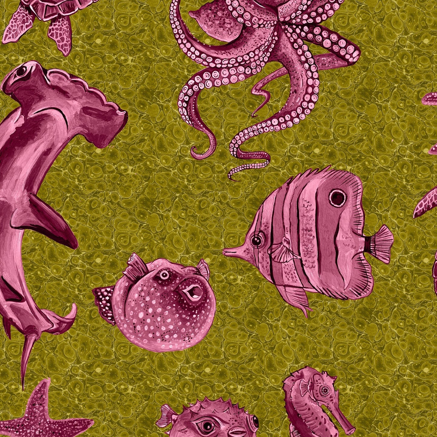 Thalassophile Wallpaper - Chartreuse - Wear The Walls - THCG894152 - Premier Wallcovering