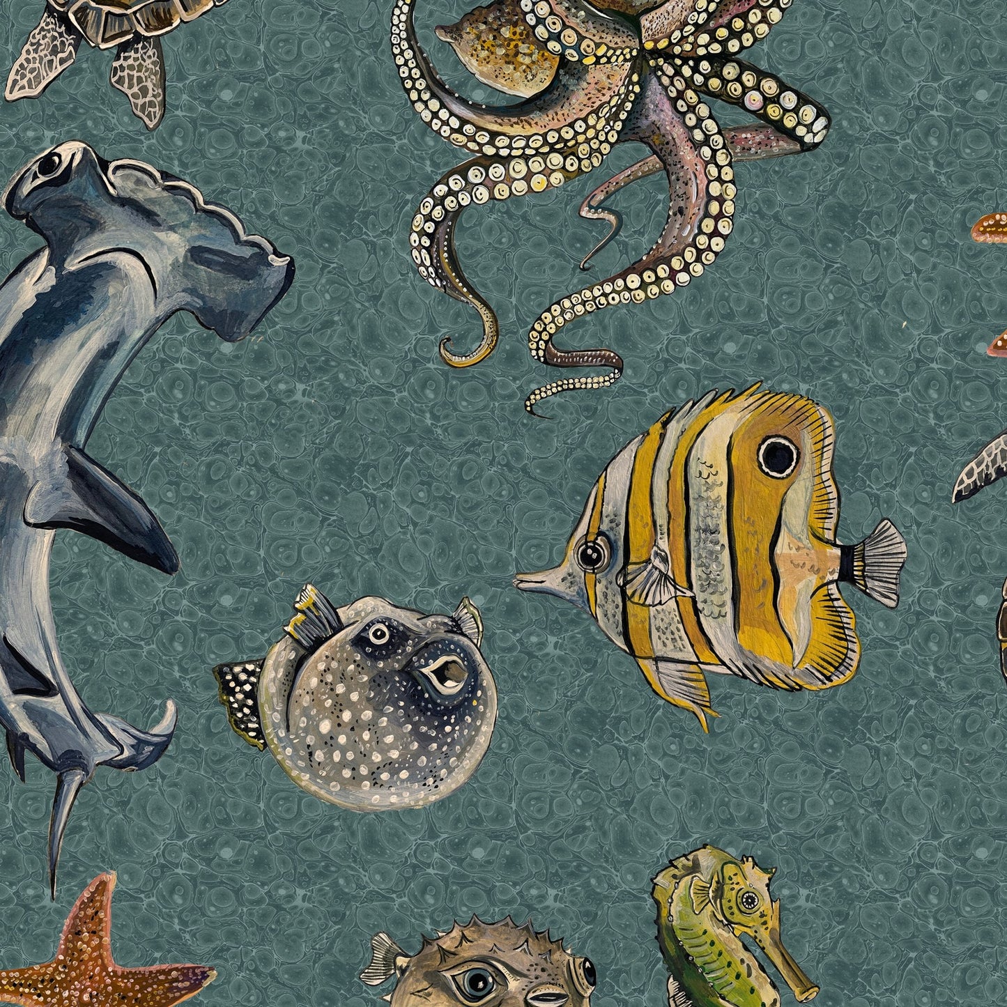 Thalassophile Wallpaper - Aegean-Blue - Wear The Walls - THAB894152 - Premier Wallcovering