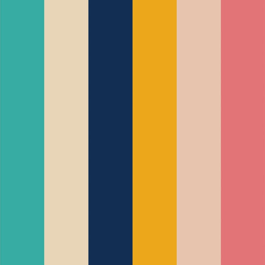 That 70's Stripe Wallpaper - Ochre, Rose Pink & Teal - Lust Home - LH900258 - Premier Wallcovering