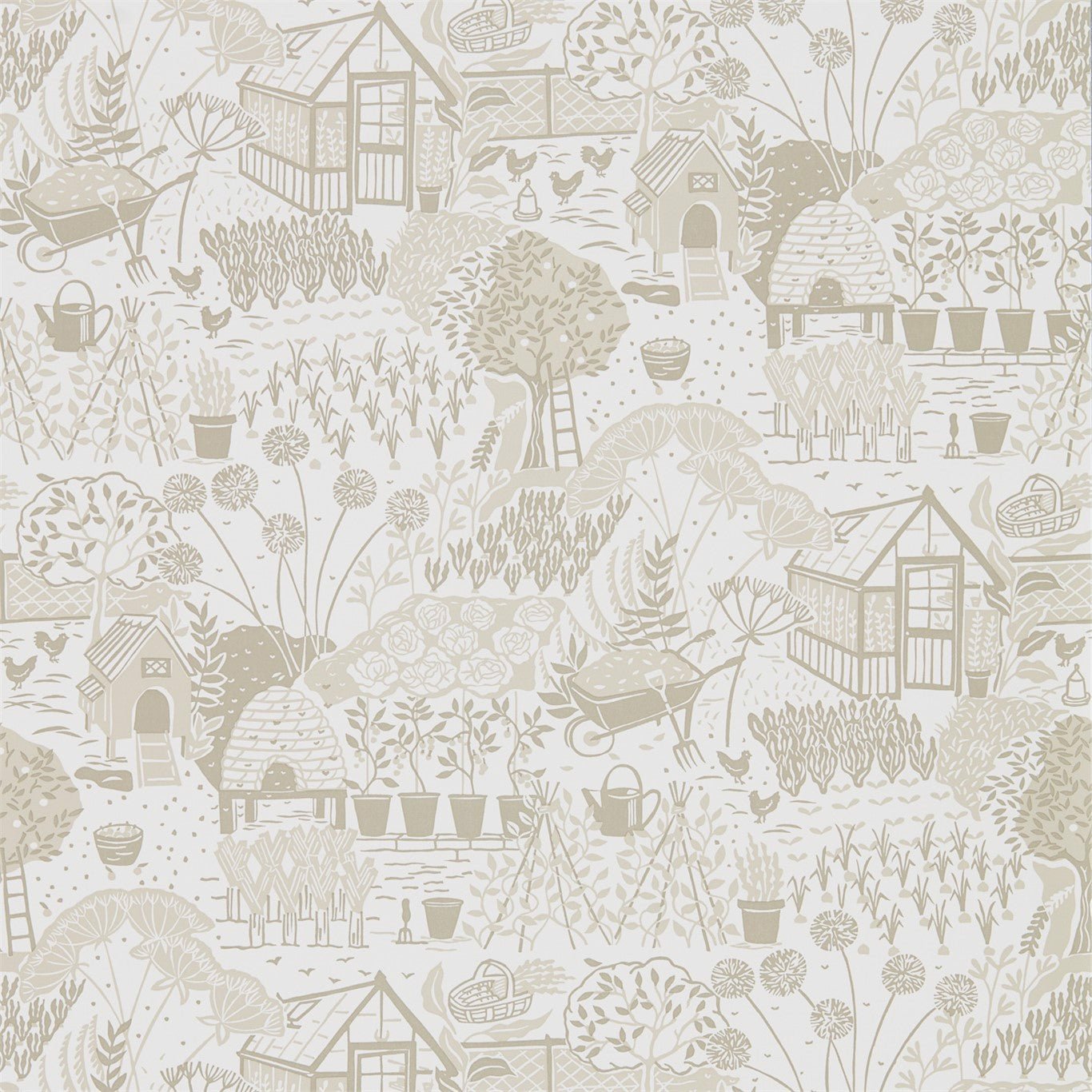 The Allotment Wallpaper - Linen - Sanderson - DHPO216353 - Premier Wallcovering
