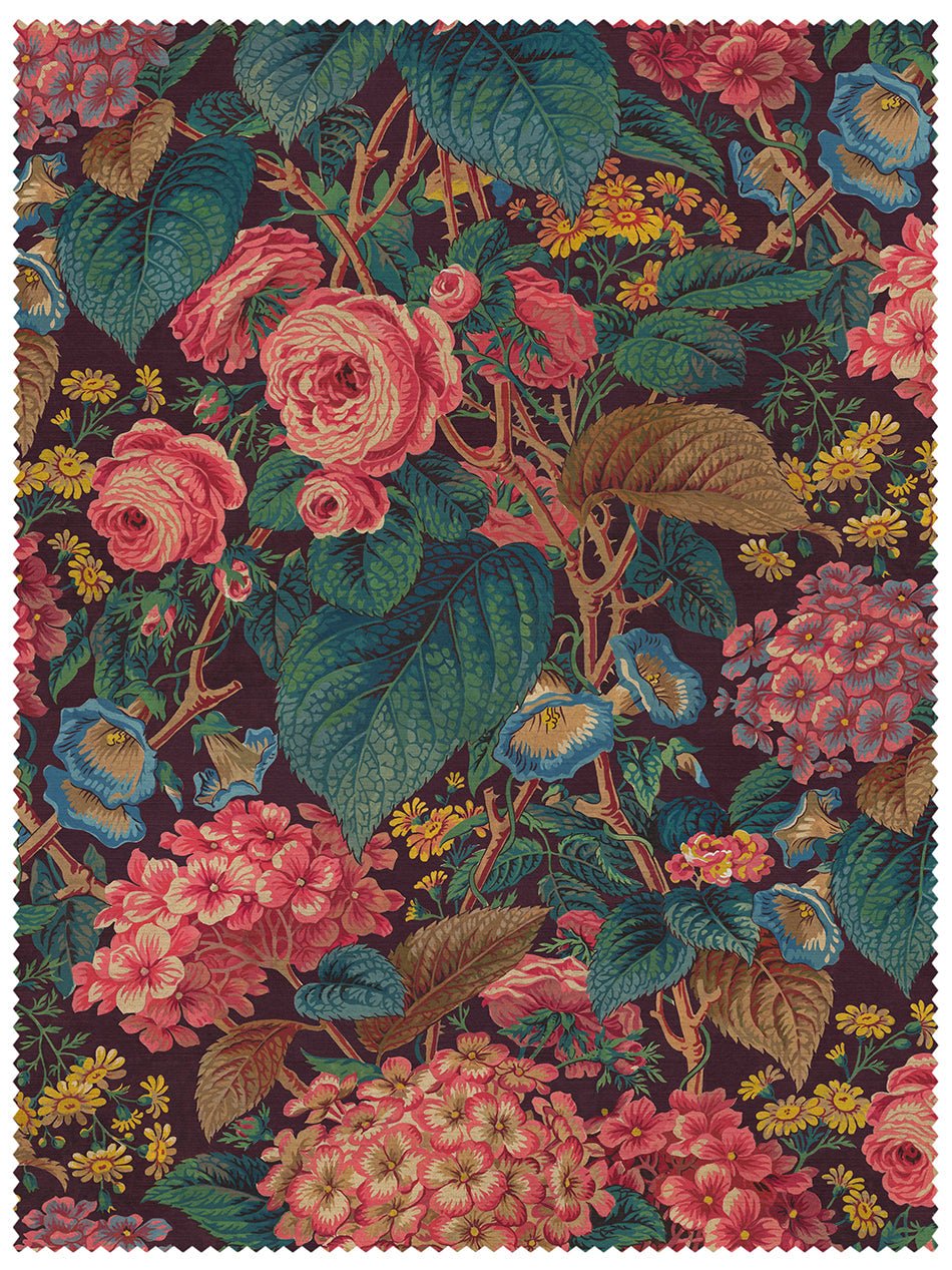 The Brambles Recycled Velvet Fabric - Mulberry - Divine Savages - DVS159-BRAMB-MULB-VEL-MET - Premier Wallcovering