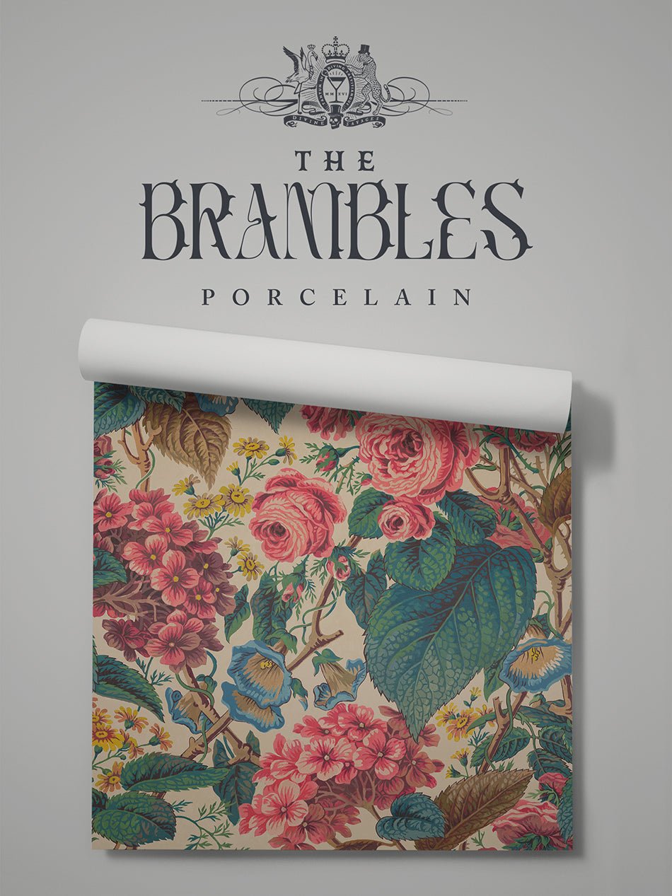 The Brambles Wallpaper - Porcelain - Divine Savages - DVS161-BRAMB-PORC-WR - Premier Wallcovering