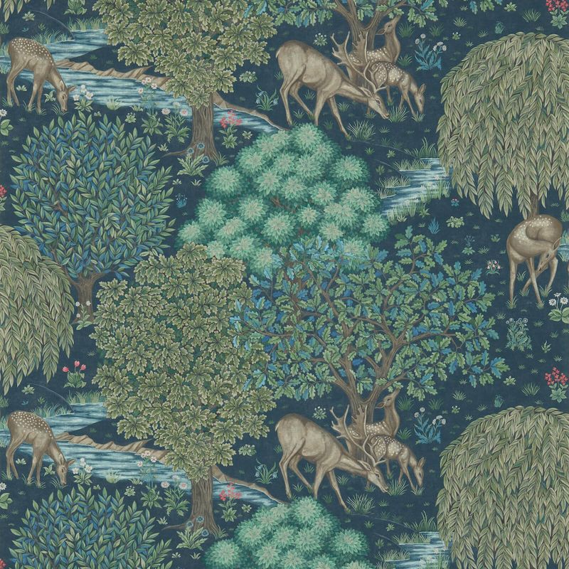 The Brook Wallpaper - Dark Blue - Morris & Co - 216813 - Premier Wallcovering