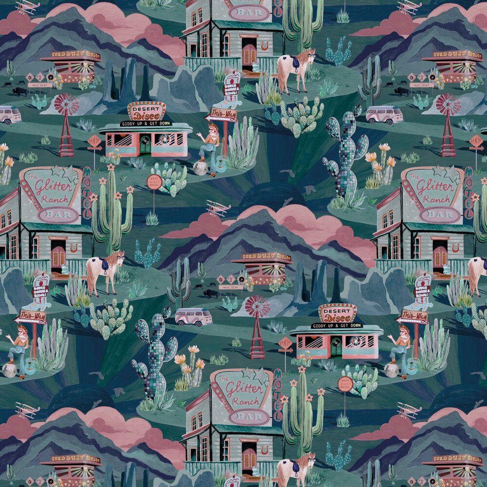 The Glitter Ranch Wallpaper - Gunmetal Green - Brand McKenzie - BMGI006/08C - Premier Wallcovering