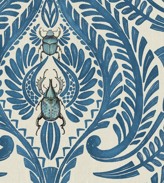 The Great Damask Wallpaper - Azure Blue - Brand McKenzie - BMHD002/11A - Premier Wallcovering