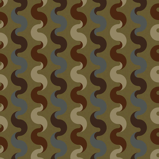 The Hippie Shake Wallpaper - Walnut & Teal on Wasabi - Lust Home - LH900521 - Premier Wallcovering
