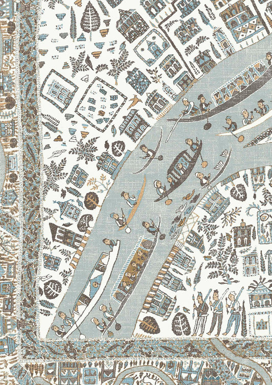 The Map Mini Wallpaper - Aqua Vita - Lewis & Wood - Premier Wallcovering