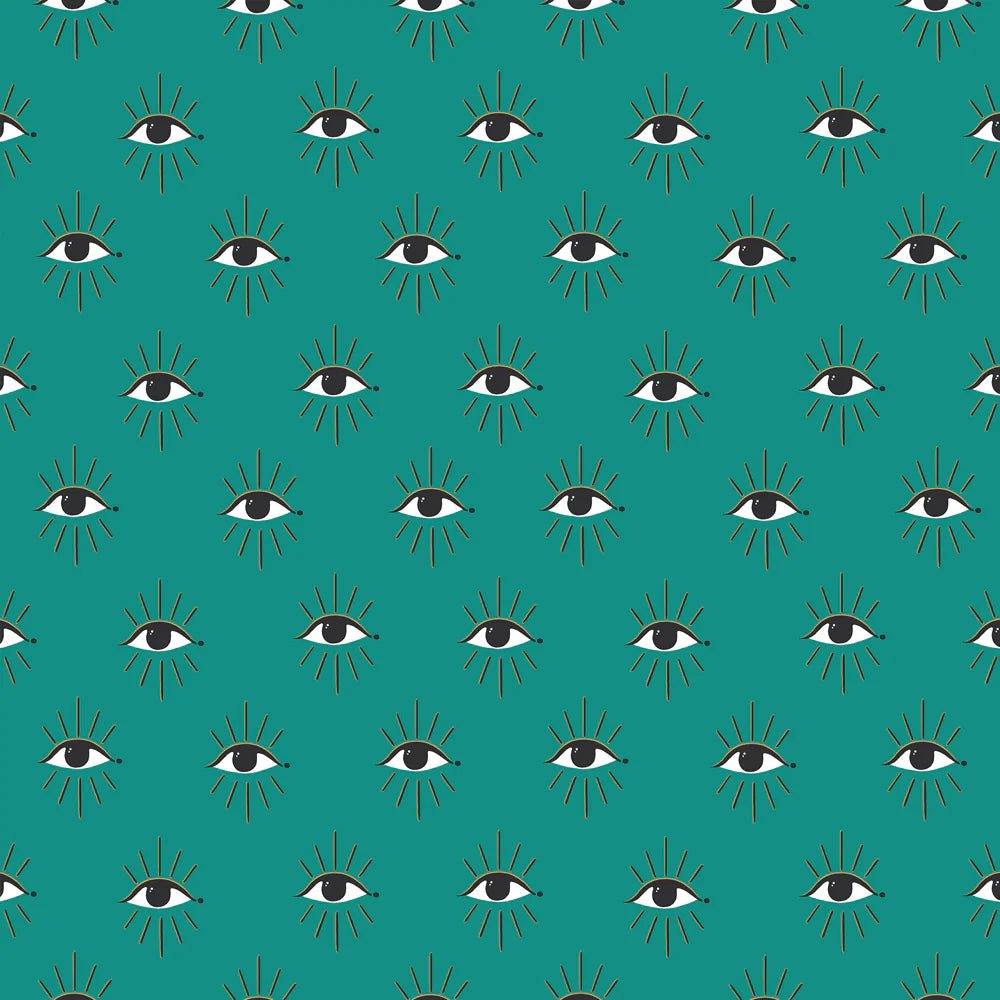 Theia Gold Foil Wallpaper - Turquoise - Furn - THEIA/WP1/TUR - Premier Wallcovering