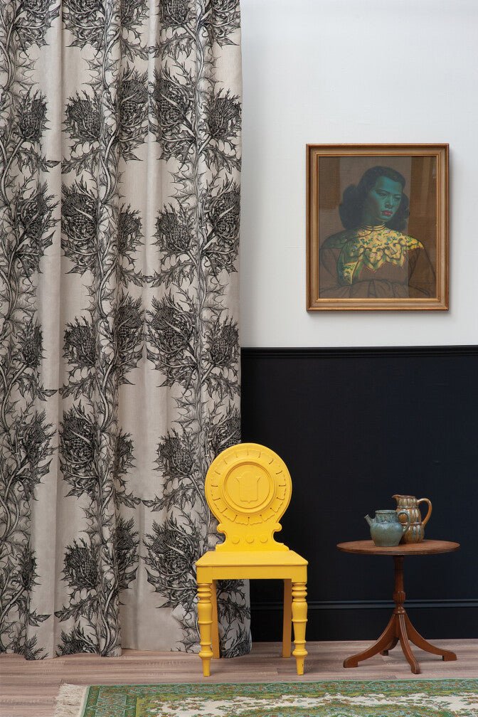 Thistle Fabric - Black - Timorous Beasties - THL/1614/02 - Premier Wallcovering