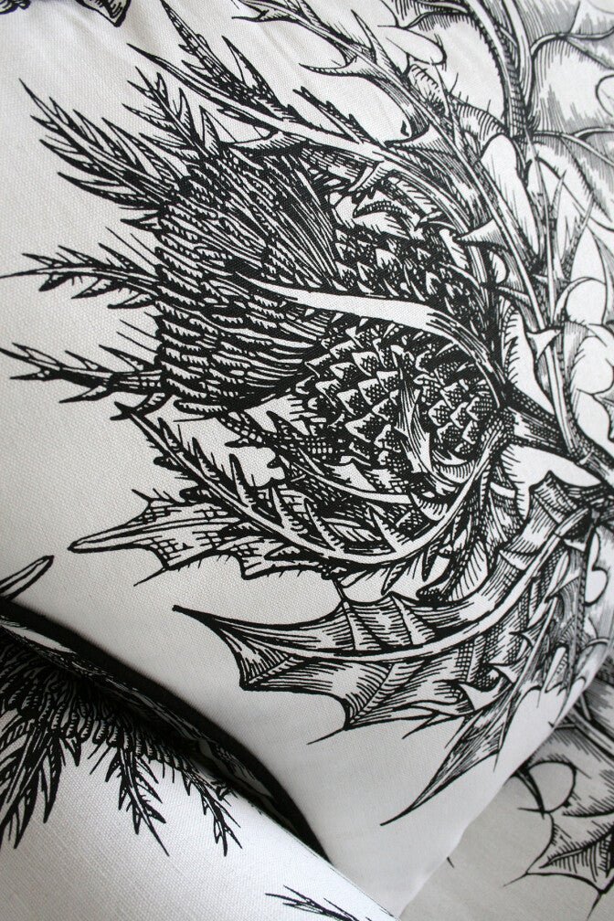 Thistle Fabric - Black - Timorous Beasties - THL/LU/01 - Premier Wallcovering