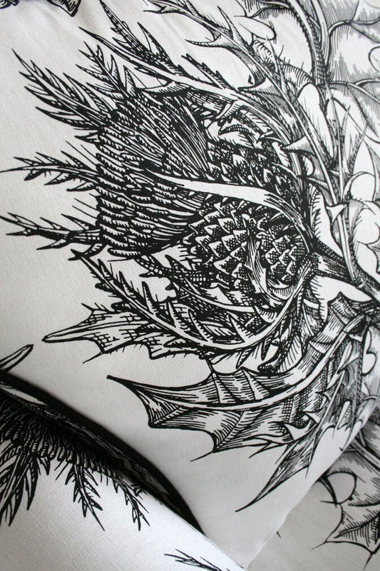 Thistle Fabric - Black - Timorous Beasties - THL/LU/01 - Premier Wallcovering