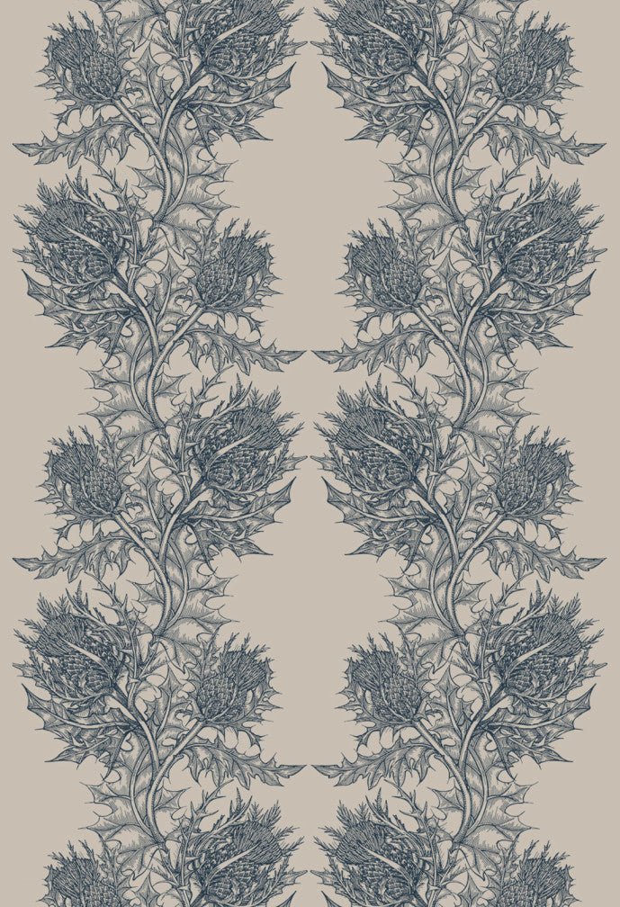 Thistle Fabric - Navy Blue - Timorous Beasties - THL/1614/04 - Premier Wallcovering